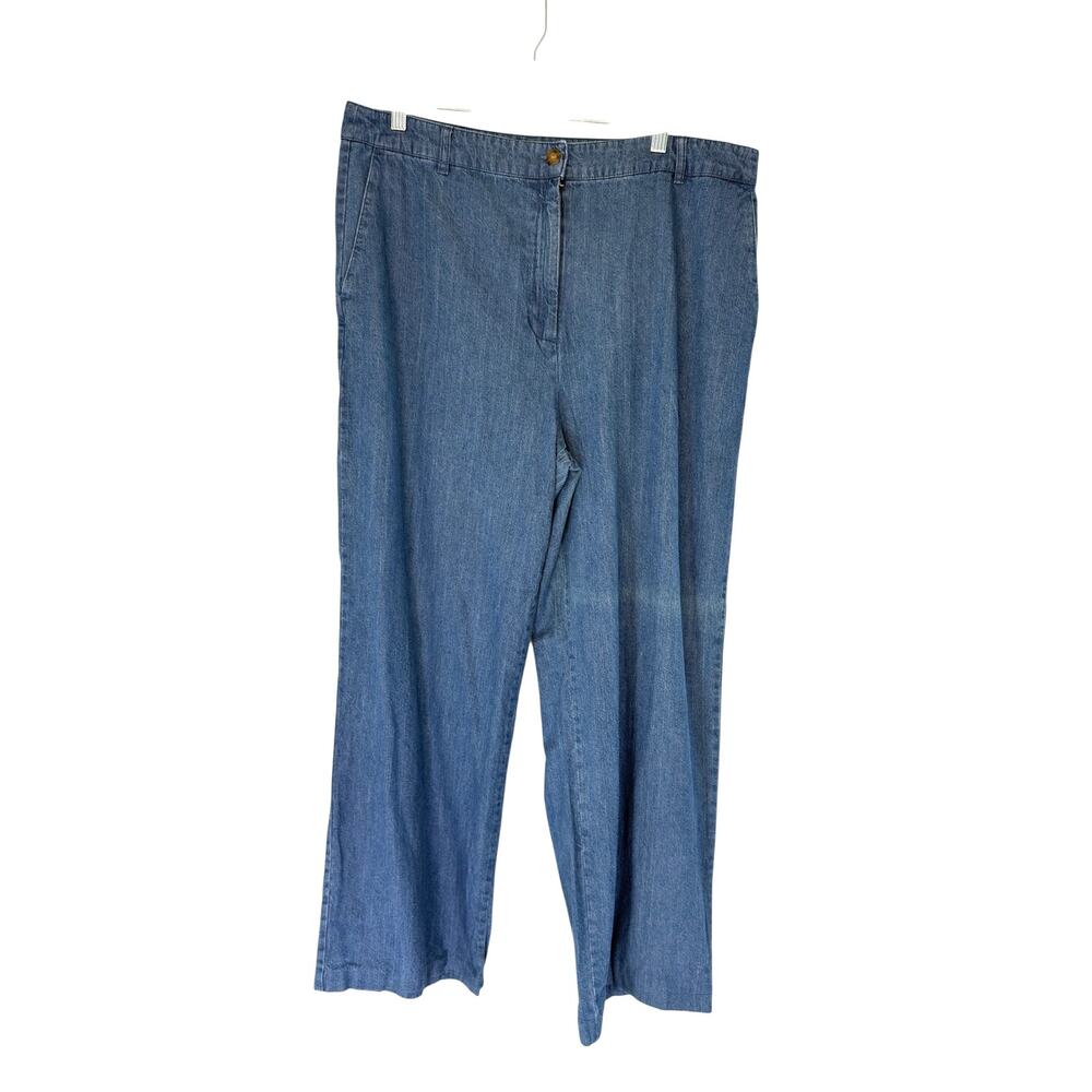 Belle Vere Jeans Light Wash Wide Leg Denim Basic Classic Cotton Timeless Size 14